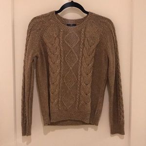 H&M Gold Sparkle Tinsel Cable-knit Sweater